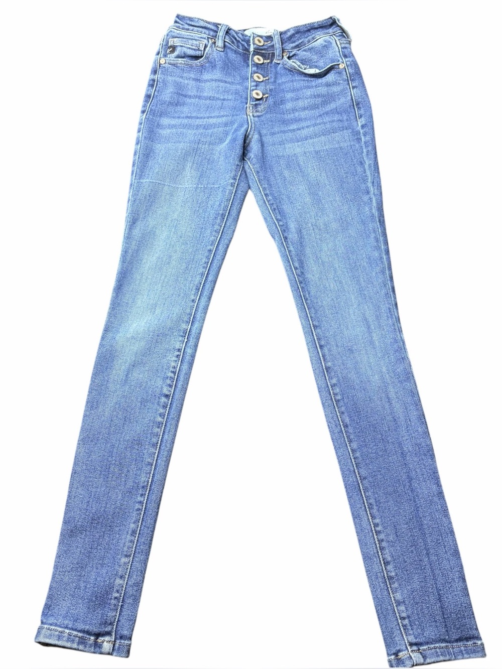 KanCan Curvy Womens 1/24 High Rise Skinny Jeans Blue Med Wash Button Fly Stretch